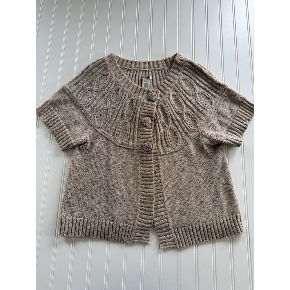 Vintage Route 66 Chunky Knit Cardigan Size M Beige Cottagecore